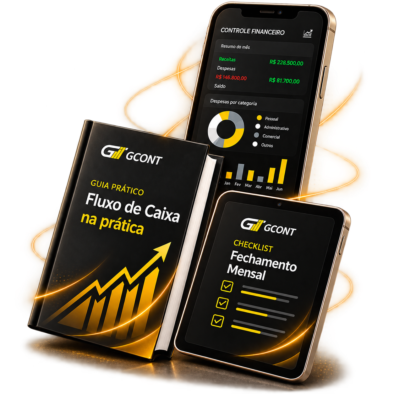 Materiais GCONT: e-book, checklist e app de controle financeiro